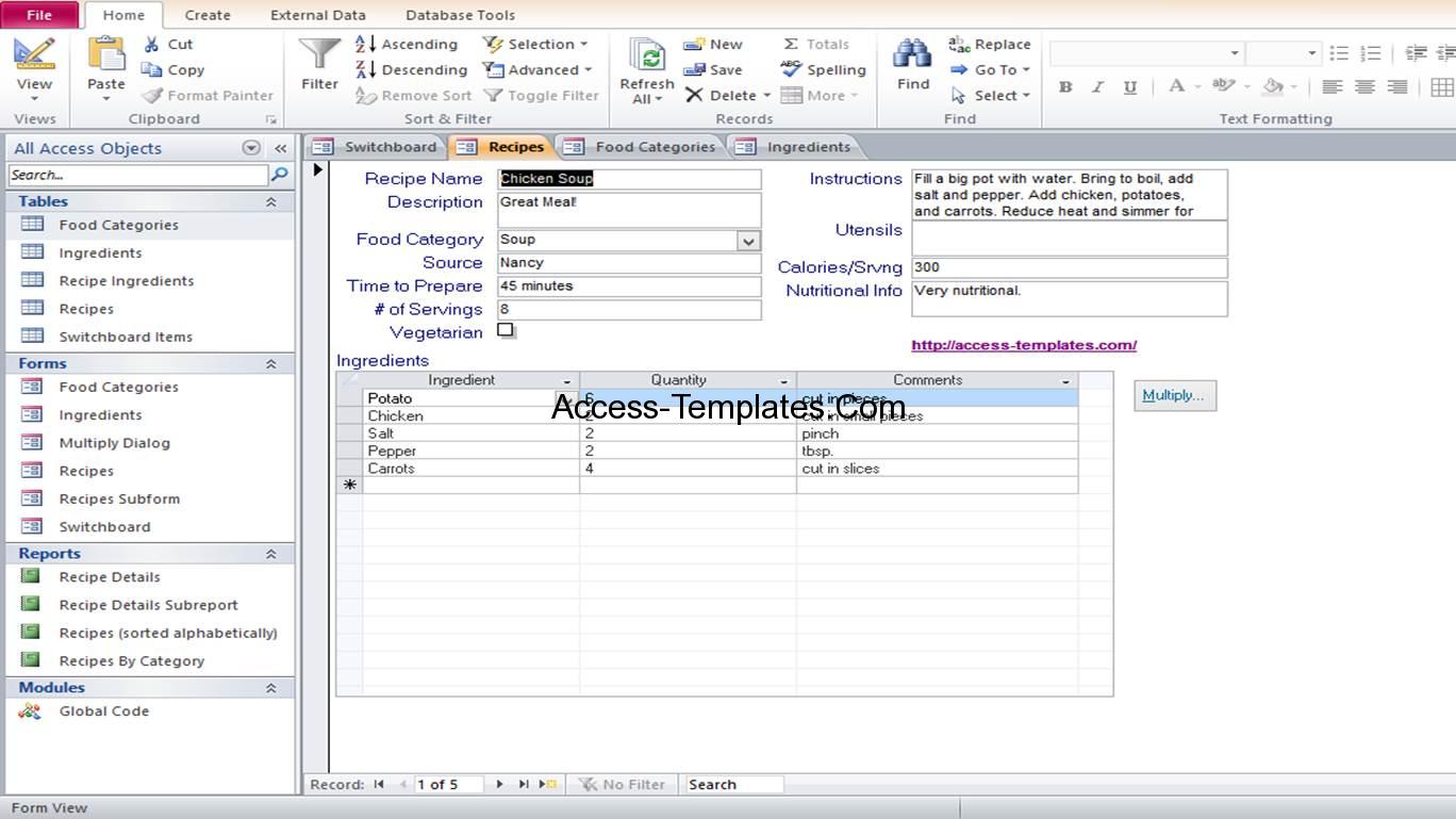 Microsoft access examples
