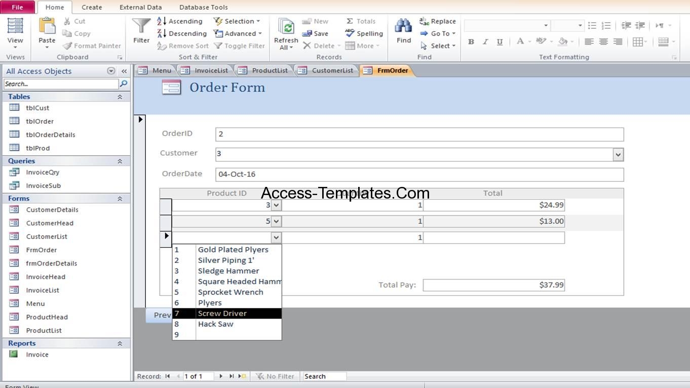 Microsoft access examples